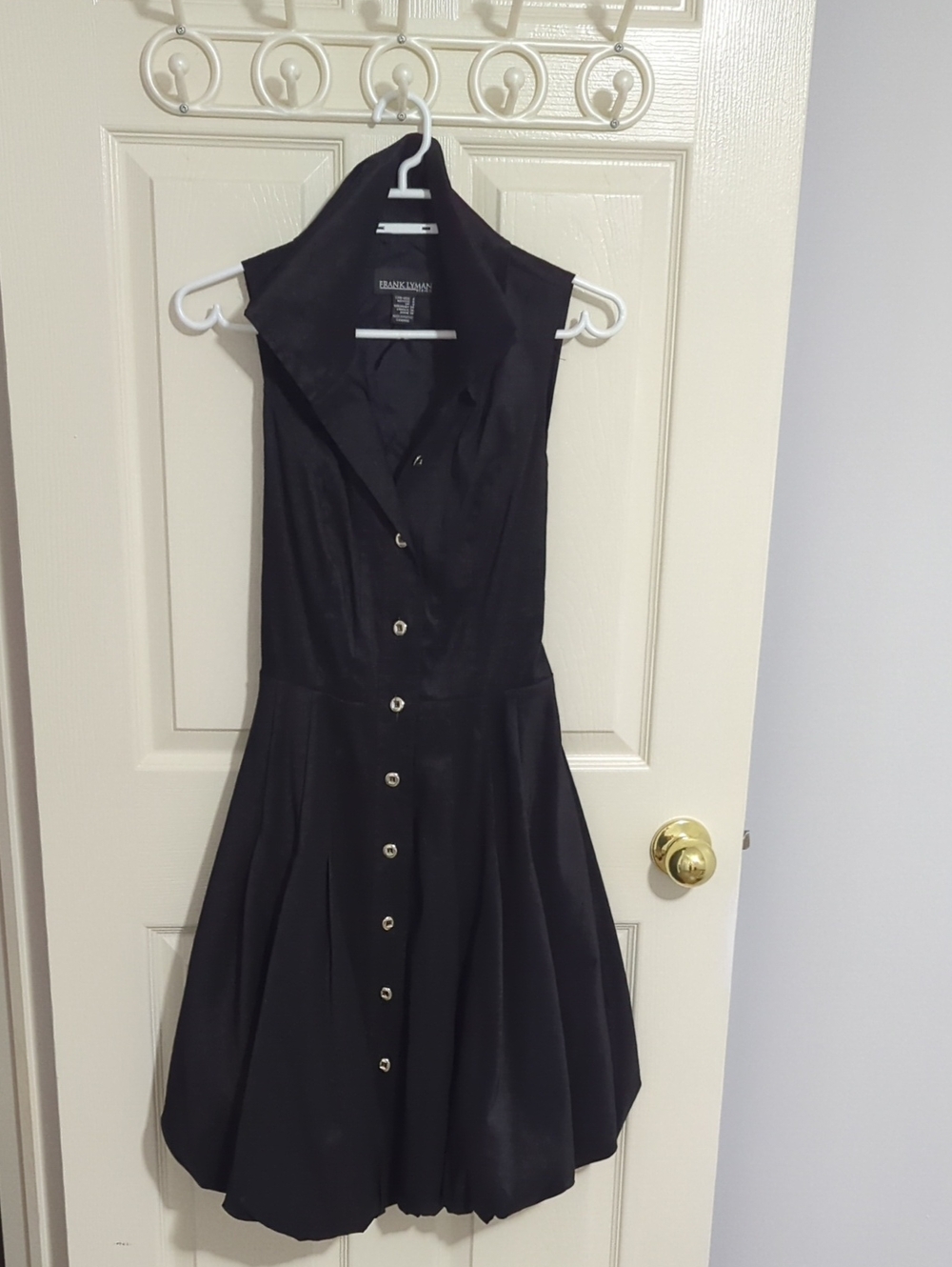 Frank Lyman Design Black Sleeveless Button-Front Midi Dress